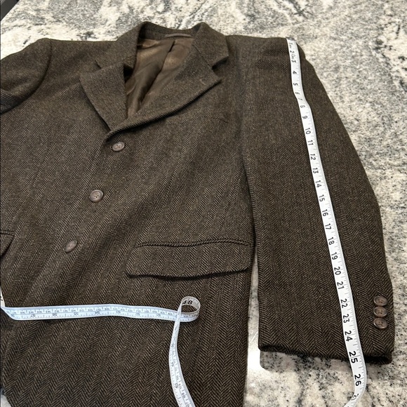 Men's Classic Black Blazer Protocol brown herringbone 100% pure virgin wool - Picture 14 of 14